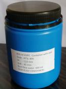 Retain blue container with black seal